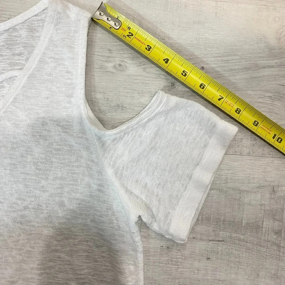 Gibson Sheer Cold-Shoulder Snow White Knit Tank Top Size M - Picture 12 of 16